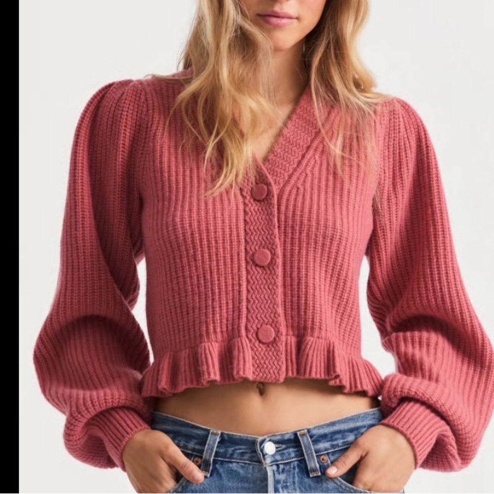 LoveShackFancy Dusty Rose Knit Cardigan